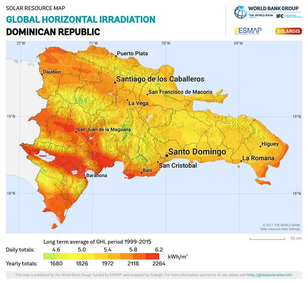 Global Horizontal Irradiation, Dominican Republic